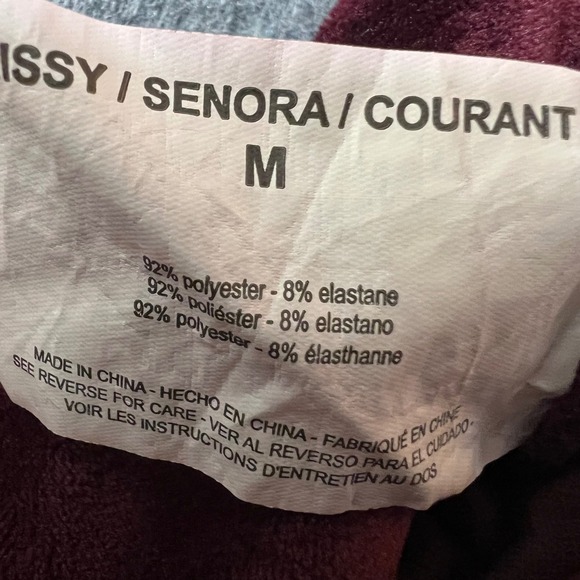 Gloria Vanderbilt Velour Lounge Pants Burgundy Drawstring Waist Wide Leg Size M - Picture 7 of 8